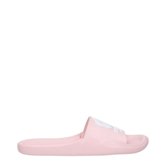 Kenzo Pink Cotton Slippers with rubber sole, open toe, and front logo, designed for casual comfort. MPN: FE52MU110P5134.