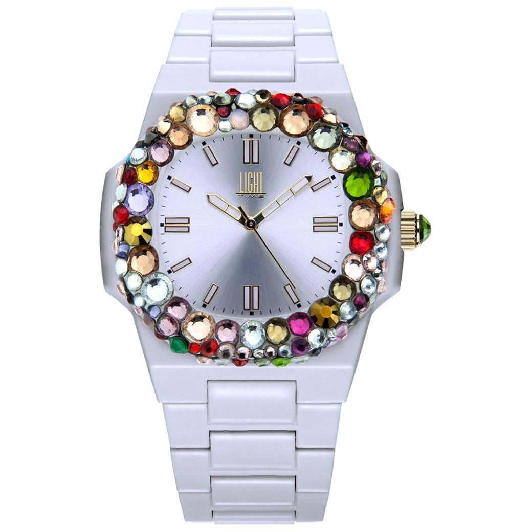 LIGHT TIME Mod. VELVET NAUTILUS - White Rainbow Strass