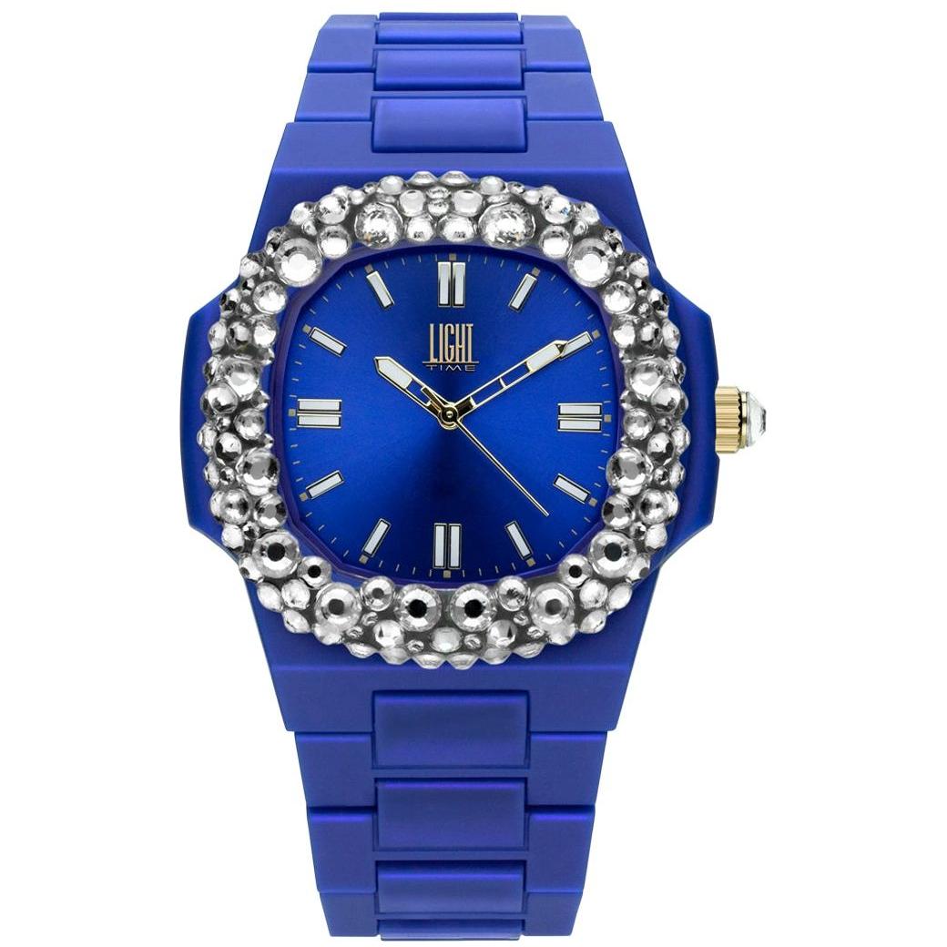 LIGHT TIME Mod. VELVET NAUTILUS - Blue Clear Strass WATCHES