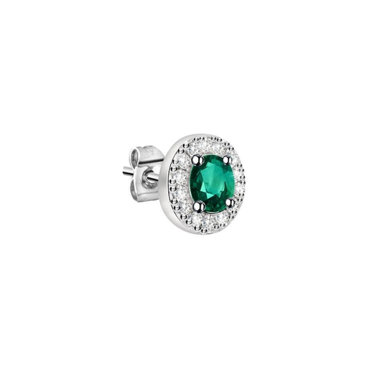 LA PETITE STORY JEWELRY Mod. LPS02ARQ14 - Stylish earring with green stone centerpiece and small surrounding gems.