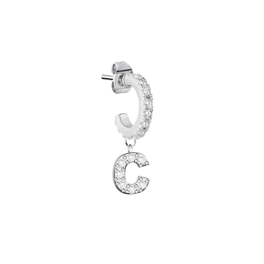 LA PETITE STORY JEWELRY Mod. LPS02ARQ49 silver hoop earring with crystal letter C charm