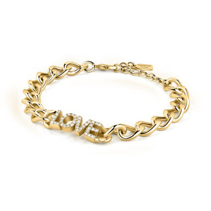 Gold chain bracelet with 'LOVE' text from LA PETITE STORY JEWELRY Mod. LPS05ASD35 collection.