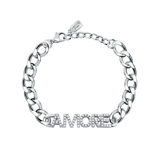 LA PETITE STORY JEWELRY Mod. LPS05ASD36 silver chain bracelet with "AMORE" inscription.