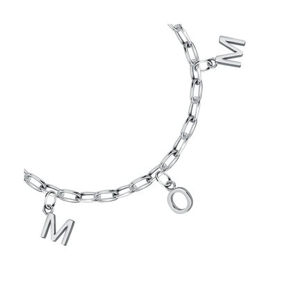LA PETITE STORY JEWELRY Mod. LPS05ASF56 silver charm bracelet with letter charms on a chain.