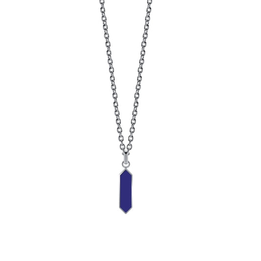Stylish silver necklace with blue pendant from LIU-JO Mod. MLJ597 collection, featuring elegant and modern design.