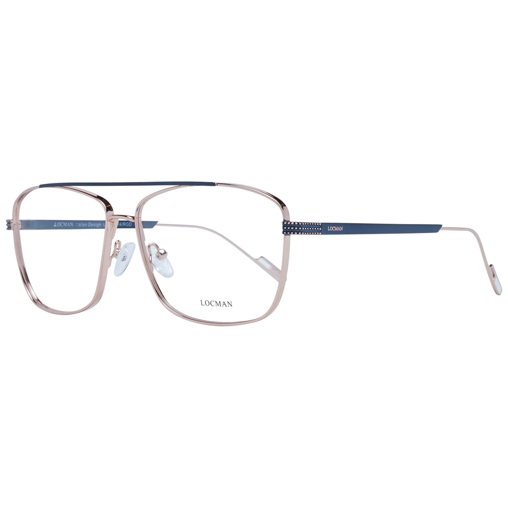 LOCMAN MOD. LOCV014 60RGD eyeglasses for men, elegant design, square metal frame in silver and blue details.