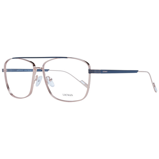 LOCMAN MOD. LOCV014 60RGD eyeglasses for men, elegant design, square metal frame in silver and blue details.