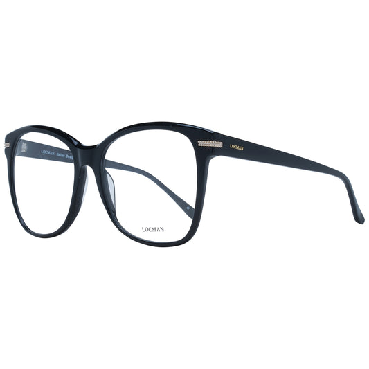 Alt Tag: LOCMAN MOD. LOCV018 57BLK lady eyeglasses with black frames, stylish design for women.