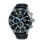 LORUS WATCHES Mod. RM343FX9 wristwatch with a stainless steel case and leather strap, water resistant 10 ATM, quartz movement, chronograph function.