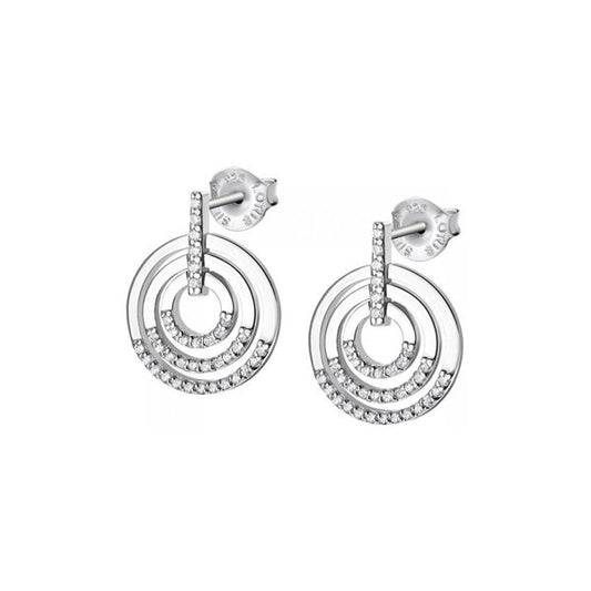 LOTUS JEWELS JEWELRY Mod. LP1755-4/1 silver circular earrings with diamond accents