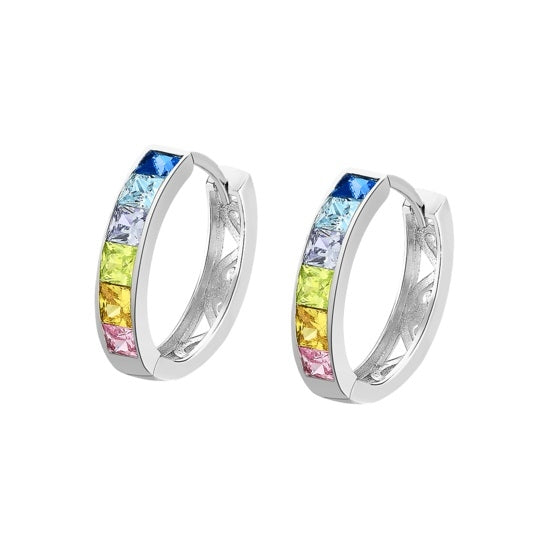 LOTUS JEWELS JEWELRY Mod. LP1936-4/3 colorful multi-stone hoop earrings