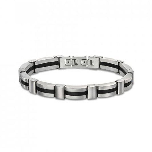 LOTUS JEWELS JEWELRY Mod. LS1876-2/2 stylish bracelet with a modern design in silver and black accents
