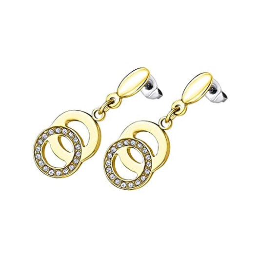 LOTUS JEWELS JEWELRY Mod. LS1913-4/3 gold earrings with linked circles and small crystals