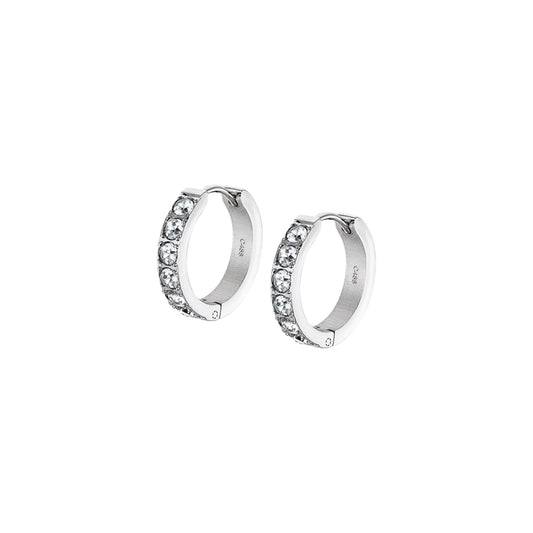 LOTUS JEWELS JEWELRY Mod. LS2354-4/1 elegant silver hoop earrings with sparkling stones