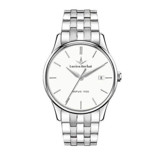 LUCIEN ROCHAT MOD. R0453115001 gent's quartz wristwatch, silver 39 mm case with date function, elegant and sophisticated timepiece.