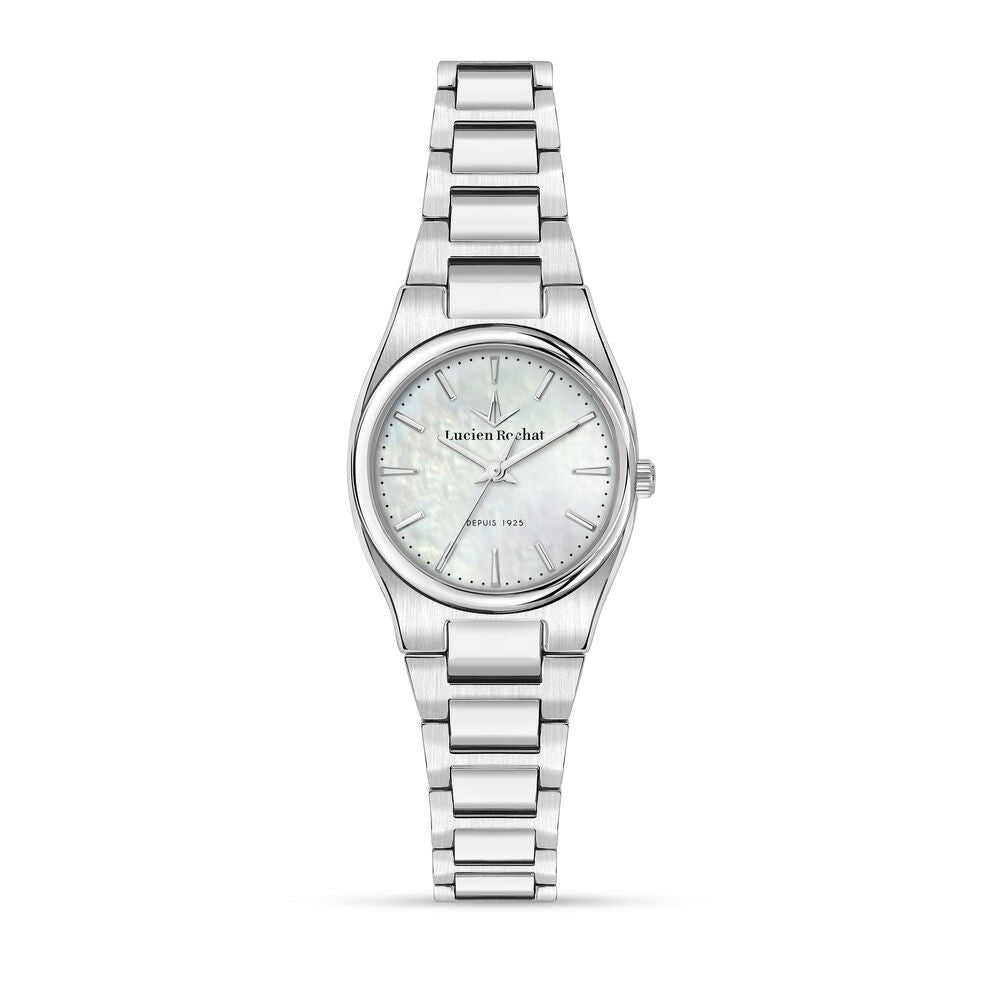 LUCIEN ROCHAT MOD. R0453122514 silver ladies wristwatch with 28mm case and mother of pearl dial. Elegant timepiece for women.