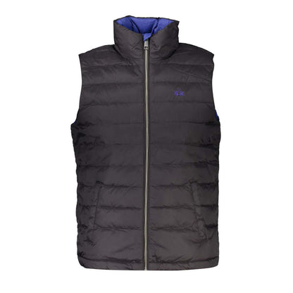 La Martina Black Polyamide Men's Jacket with stylish quilting and logo emblem; lightweight, perfect for transitional weather.