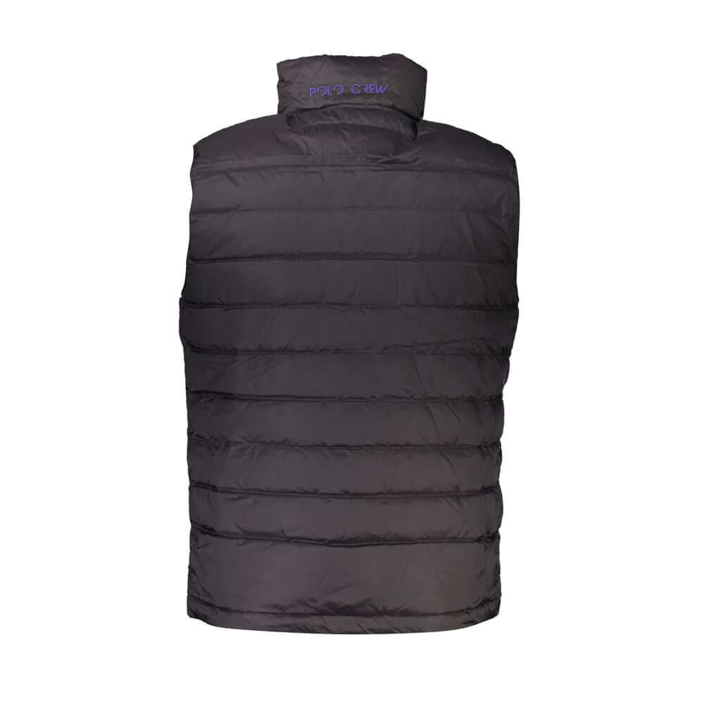 La Martina Black Polyamide Men's Jacket showcasing back design with logo emblem and detailed craftsmanship