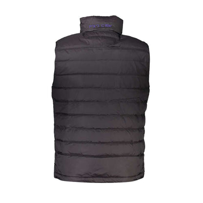 La Martina Black Polyamide Men's Jacket showcasing back design with logo emblem and detailed craftsmanship