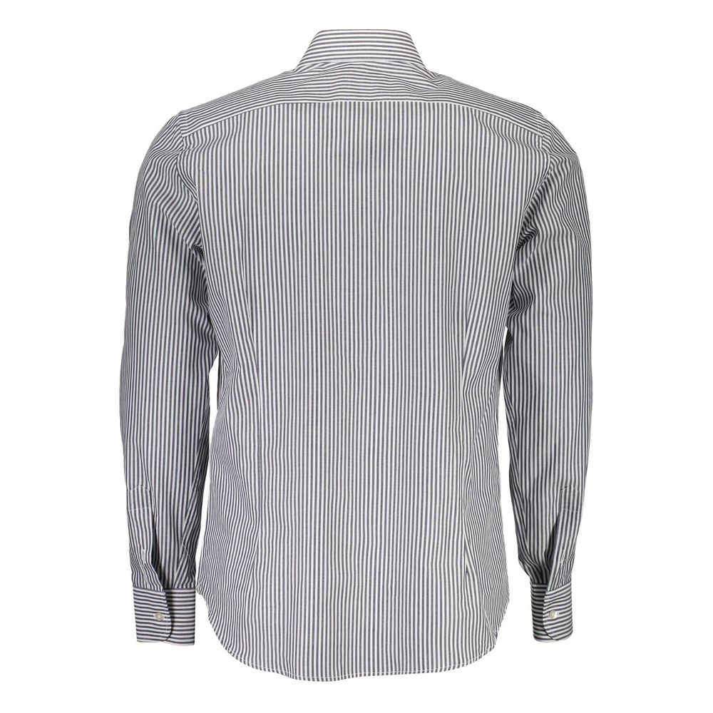 Back view of La Martina Blue Cotton Men Shirt with button-down collar and cuffs.