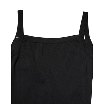 Laneus Black Square Neck Bodycon Ruched Mini Dress