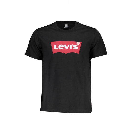 Levi's Black Cotton Men T-Shirt with V-neck and iconic logo on front, premium comfort, casual style, perfect versatile staple.