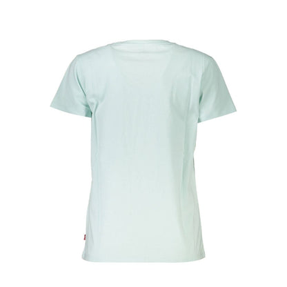 Back view of Levi's Blue Cotton Women T-Shirt showing short sleeves and crew neck design, highlighting its timeless style.