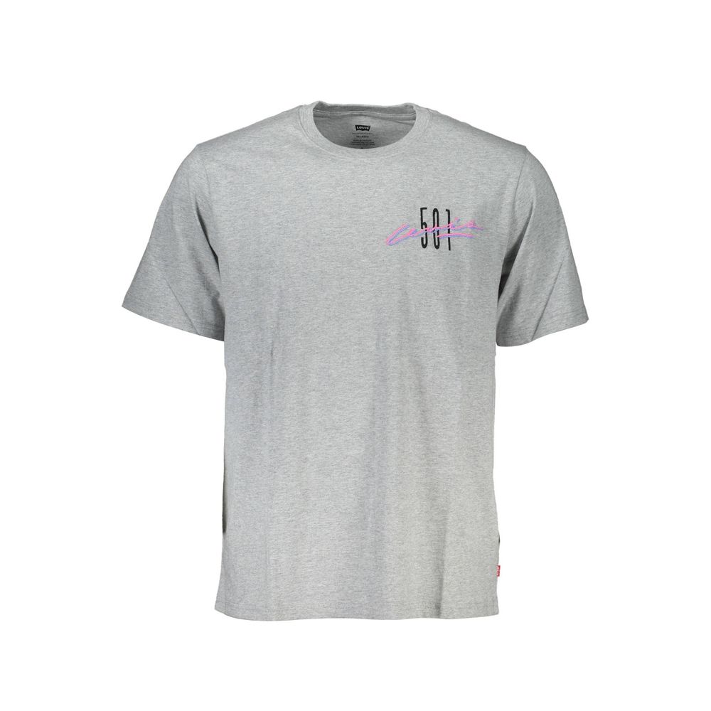 Levi's 501 grey cotton men's t-shirt with pink logo design