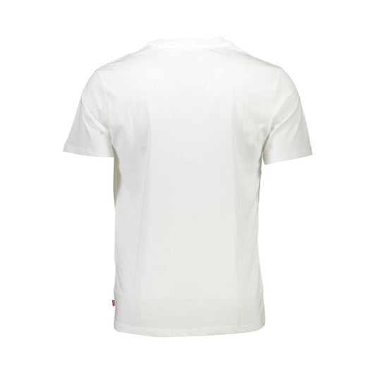 Back view of Levi's White Cotton Men T-Shirt showcasing soft texture and sleek design, ideal for stylish and comfortable casual wear.