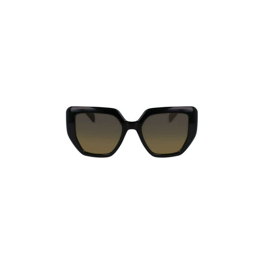 Liu Jo Black Bio Injected Women Sunglasses with yellow square lenses and eco-friendly design.
