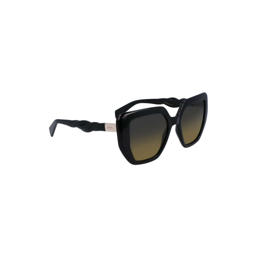 Liu Jo Black Bio Injected Women Sunglasses with square yellow-tinted lenses and eco-friendly design.