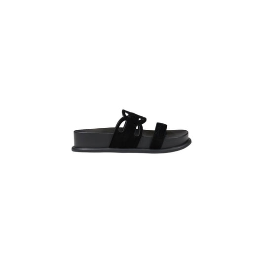 Liu Jo Black Leather Flat Sandals Liu Jo