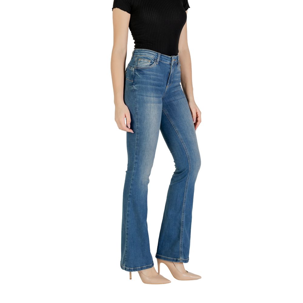 Liu Jo Blue Cotton Bootcut Jean with high waist and flared design for a modern silhouette.