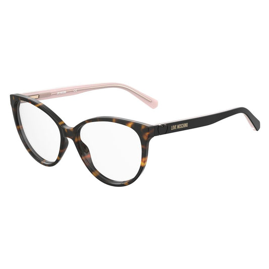 Love Moschino Bicolor Acetate Frames glasses MOL591-086, tortoiseshell pattern with pink detail, 57/14/140 mm dimensions.