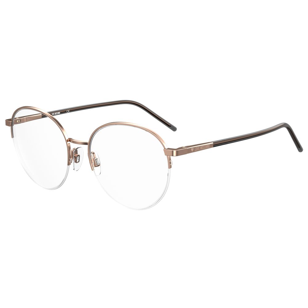 Love Moschino Gold Metal Frames glasses MOL569-DDB for women with gold color metal frame, size 52/17/140mm.