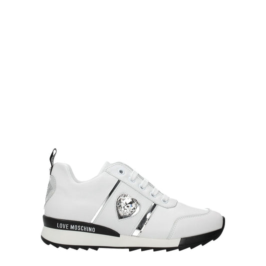 Love Moschino White Leather Low Top Sneakers Love Moschino