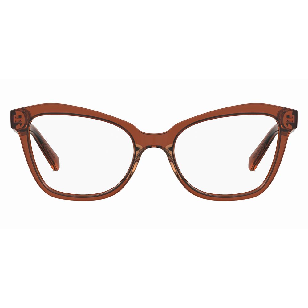 Love Moschino Yellow Acetate Frames glasses with ocher color, 52/18/140 mm size, ideal for women.