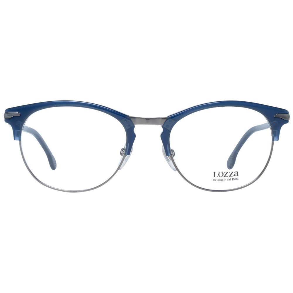 Lozza Blue Unisex Glasses Frame in full-rim oval style with blue metal and plastic frame, demo lenses.