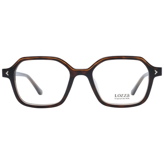 Lozza Brown Unisex Glasses Frame in full-rim acetate, rectangle style, with brown demo lenses. Size 50-18-145.