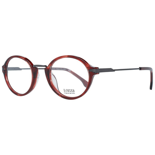 Lozza Burgundy Unisex Glasses Frame, full-rim design with metal and plastic material, 48-23-140 size, burgundy color, includes branded case.
