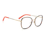 M Missoni Gold Metal Frames with red temples, elegant glasses for women made from metal, size 53/18/145mm, luxury eyewear.
