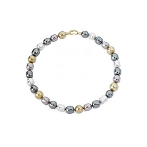 Colorful pearl bracelet, MAJORICA JEWELRY Mod. 13641.10.1.000.010.1, featuring mixed metal tones with a clasp closure.