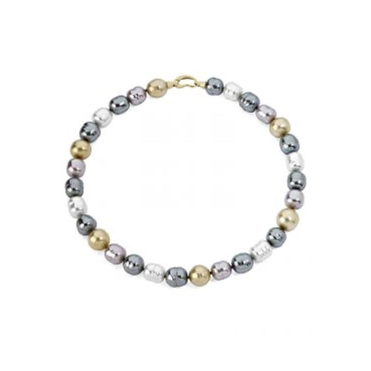 Colorful pearl bracelet, MAJORICA JEWELRY Mod. 13641.10.1.000.010.1, featuring mixed metal tones with a clasp closure.