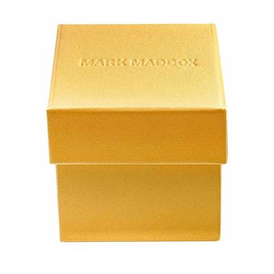 Golden official box for MARK MADDOX - NEW COLLECTION Mod. HM7137-07 Gent's watch, featuring elegant packaging design.