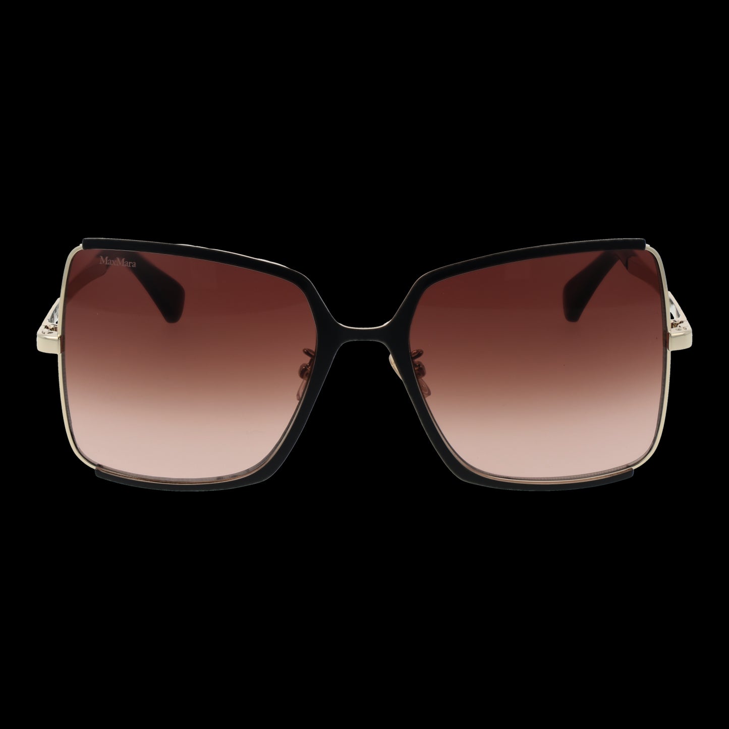 Front view of MAX MARA MOD. MM0070-H 5832F sunglasses for ladies with gradient lenses on black background.