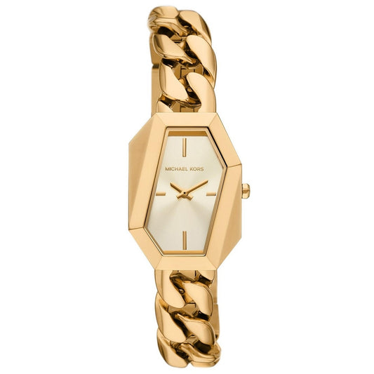 Gold bracelet watch MICHAEL KORS Mod. SURI featuring a unique hexagonal face.