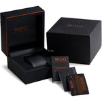 MIDO MOD. M026-608-33-051-00 watch packaging box and warranty documents.