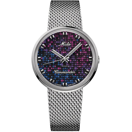 MIDO MOD. M8429-4-N7-11 wristwatch with colorful dial and mesh band design.