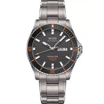 MIDO MOD. OCEAN STAR 200 watch with titanium strap, analog display, and orange accents.