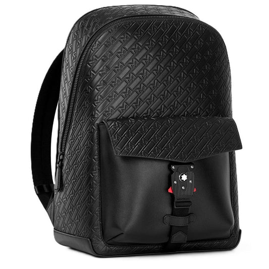 MONTBLANC LEATHER MOD. MONTBLANC MONOGRAM BACKPACK WITH M LOCK BUCKLE 4810 - 30X41X13 in black leather, official packaging included.